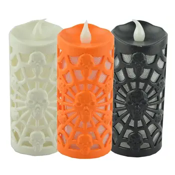 

Halloween Tealights Flameless and Unscented Spider Web Skull LED Lights