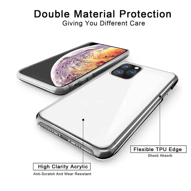 1:1 Original Official Style Clear Phone Case For iPhone 11 HD Transparent ShockProof Cover For iPhone 11 Pro Max Case