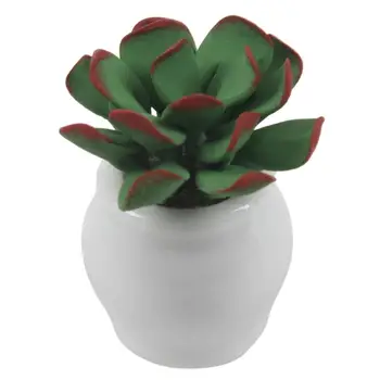 

1/12 Dollhouse Miniature Small green leafy plant woven basket lily flower arrangement