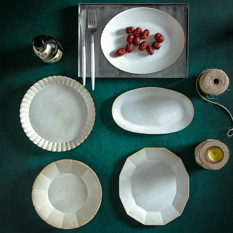 FANTERCY Японский ретро Stoneware креативное западное простое блюдо для стейков домашняя круглая Салатница блюдо для сервировки сервировочные блюда