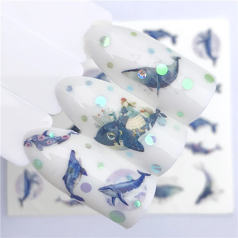 Nail Stickers Sliders For Nails Winter Sticker Elk Figure Nail Art Decorations Wolf Animal Transfer Watermark Water Slider
