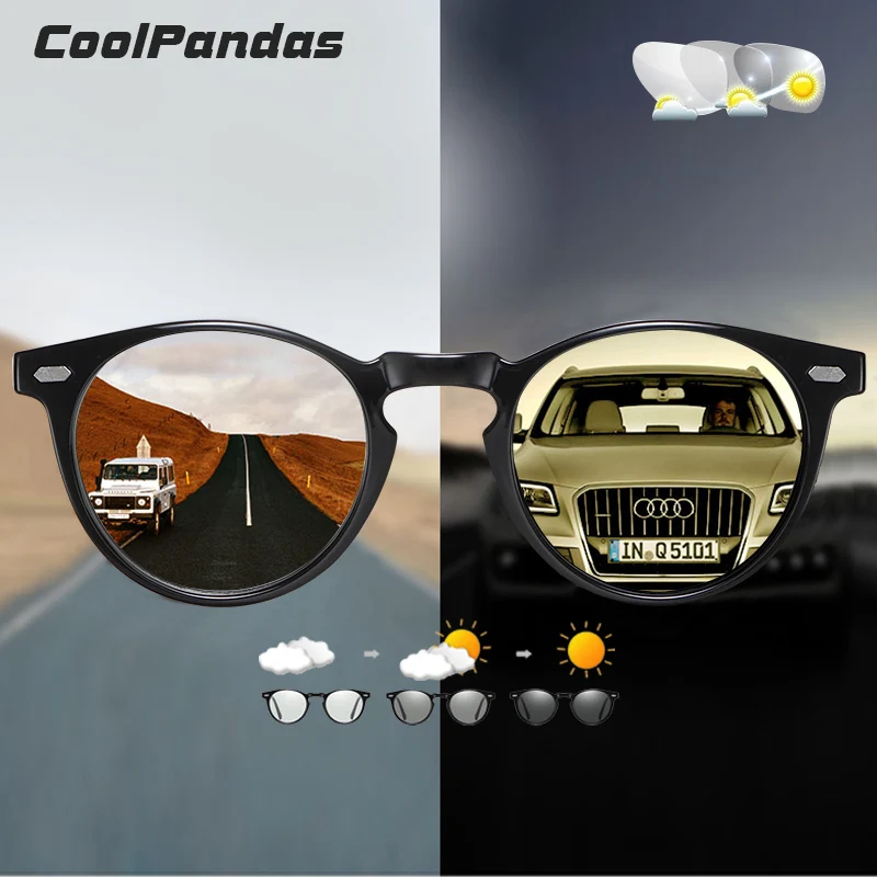 CoolPandas унисекс фотохромные солнцезащитные очки поляризованные мужские женские очки для вождения TR90 маленькие круглые линзы антибликовые lunette de soleil