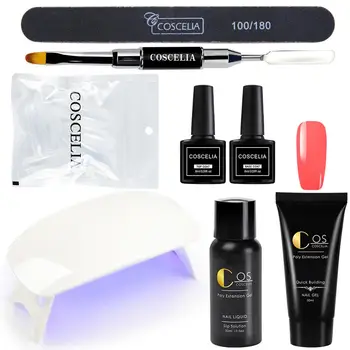 

30ml Soak Off Poly Extensions Gel French Nail Set Quick Building Acrylic UV LED Builder Gel For Slip Solution Gel Nail Tips