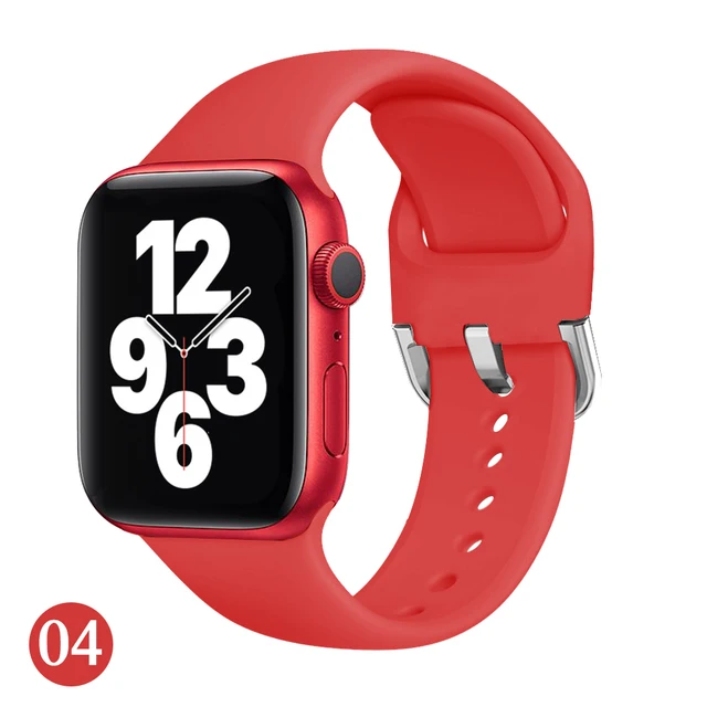 Soft Rubber Sport Band For Apple Watch SE 44mm 40mm Buckle Strap on Smart iWatch Correa Watchband Bracelet Series 65432 42mm38mm China red