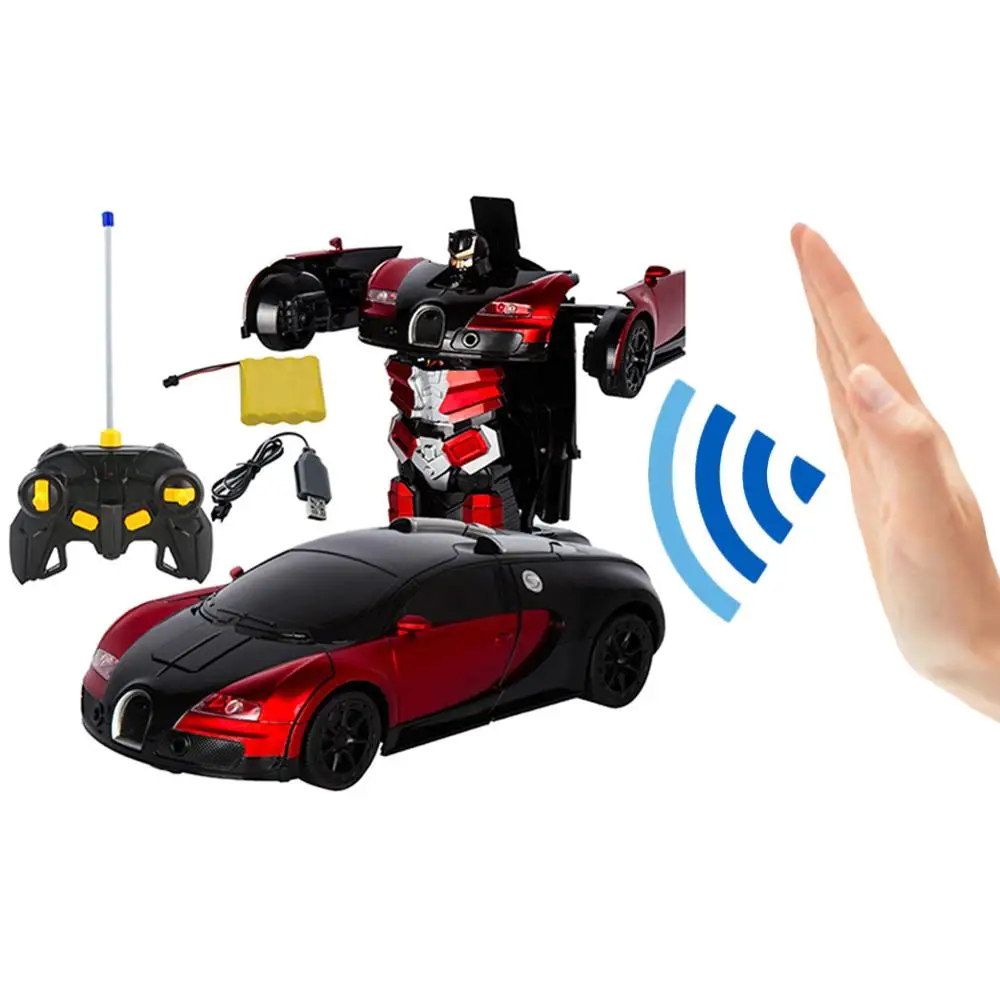 Rc Transformer 2 In 1 RC Car Driving Sports Cars Drive Transformation Robots Models Remote Control Car RC Fighting Toy Gift - Цвет: C Red