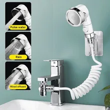 3 Modes Adjustable Wash Face Basin Faucet External Shower Hand-Held Telescopic Small Nozzle Wash Hair Shower Basin Accessories