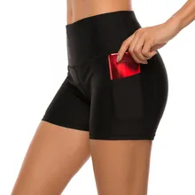 Спортивные трусы с боковыми карманами и высокой талией для йоги, леггинсы для фитнеса, женская спортивная одежда для бега, новинка, шорты для тренировок и йоги для девушек