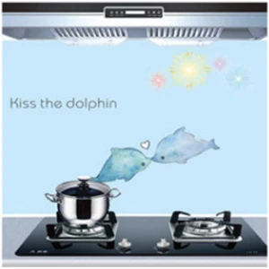 Self adhesive kitchen wallpaper aluminum foil, kitchen and cupboard stickers, oil proof waterproof cartoon wall sticker 05