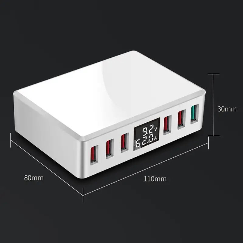 6 портов QC3.0, умное USB зарядное устройство, быстрая зарядная станция, подставка, док-концентратор с ЖК-дисплеем для умных мобильных телефонов, AU, EU, US, UK Plug
