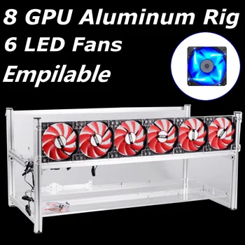 

Multifunctional Heat Dissipation 8 GPU Mining Frame Case Stackable Design Aluminum Acrylic Insulation Mining Frame Case + 6 Fan
