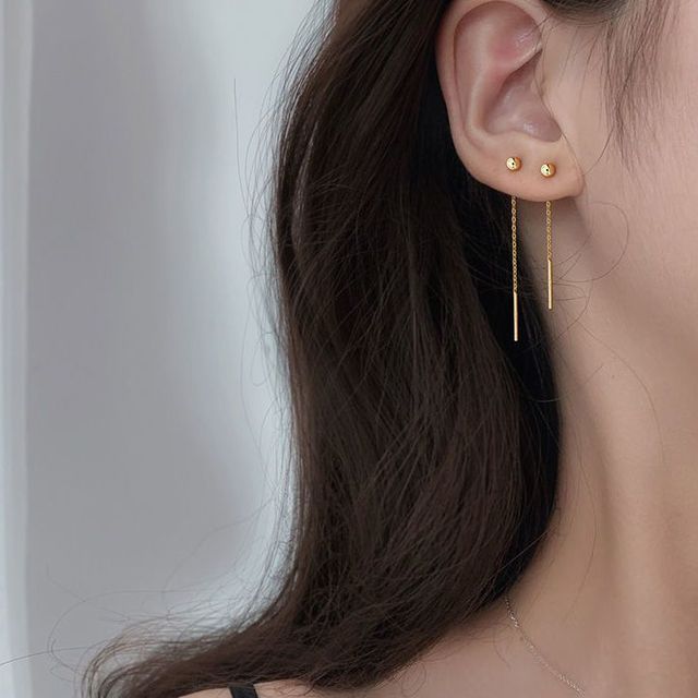 New Long Thread Tassel Earrings Glossy Arc Geometric Earrings for Women Gold Silver Color Statement Earrings