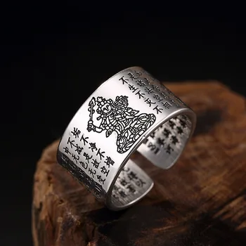 

Real S999 sterling silver rings Buddha rings guanyin ring 925 ring women men add certificate jade jewelry add certificate