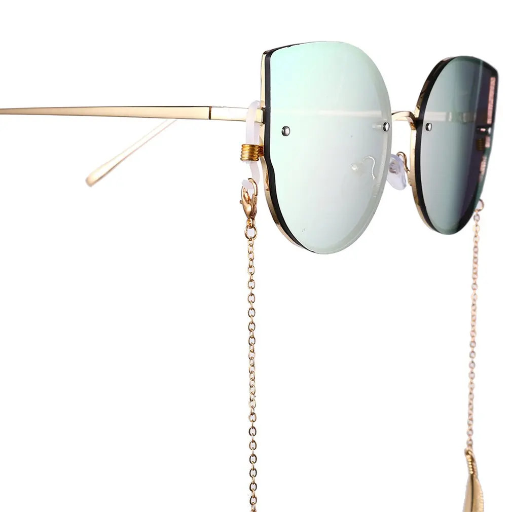 Горячие женские золотые очки солнечные очки с цепочкой для чтения Кристалл бисером очки цепи очки шнур держатель шеи ремень веревка