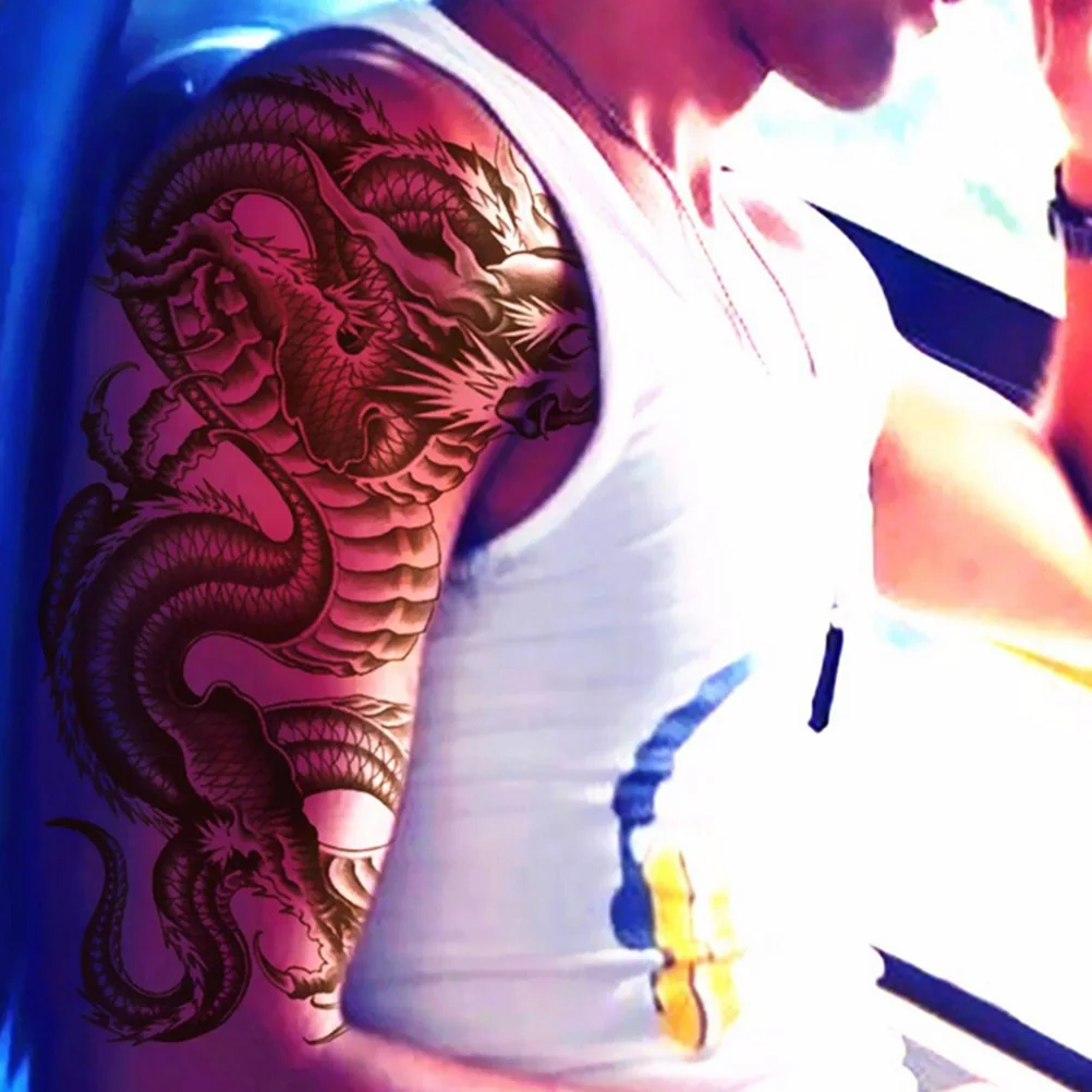 1pc New Arrival Temporary Tattoos 3D Black Dragon Removable Waterproof Temporary Tattoo Arm Leg Body Art Sticker