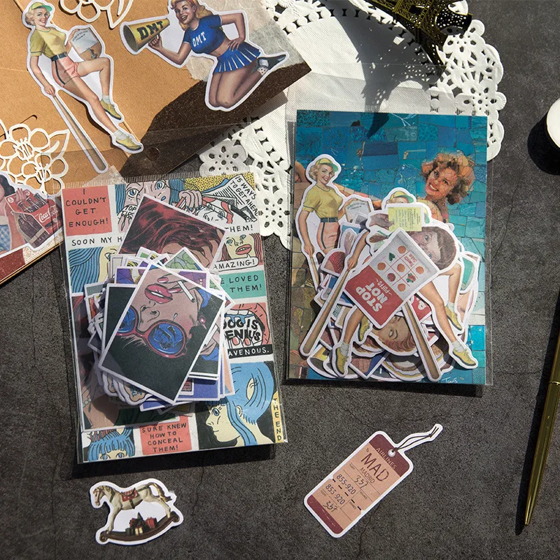 

Message Sticker Package Dubbed Large Series 6-Creative Retro Figure PDA Diary DIY Decorative Sticker 60