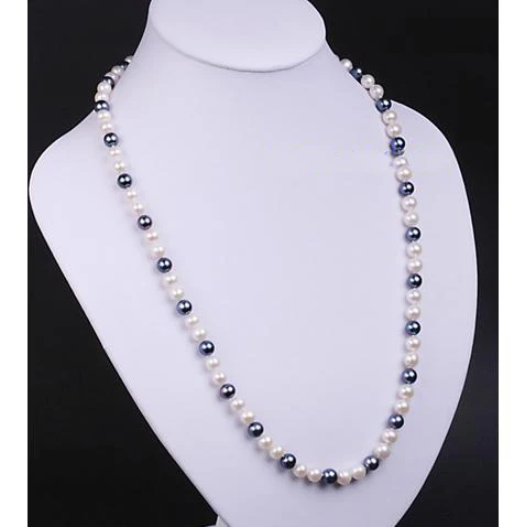 

New Favorite Pearl Necklace AA 7-8mm White Black Culturued Freshwater Pearl Fine Jewelry Charming Birthday Party Lady Gift