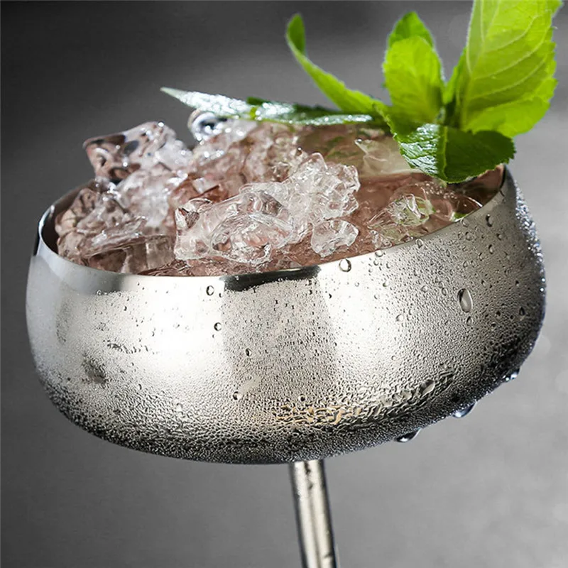 304 нержавеющая Dteel яркий медный покрытие шампанского стекло вечерние чашки с широким ртом белого шампанского Coupes коктейльное стекло