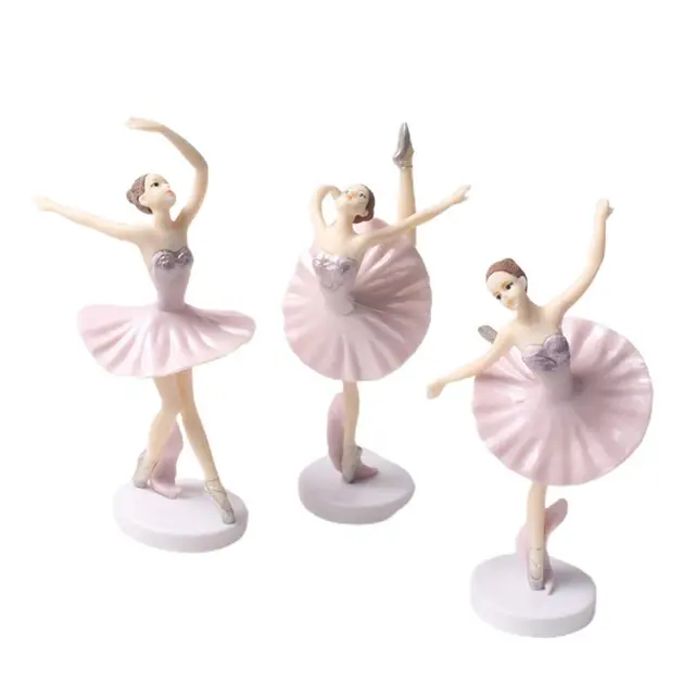3Pcs Beautiful Dancing Girl Toy Elegant Home Decor Long Service Life Ballet Girl Cake Picks for Kids 1