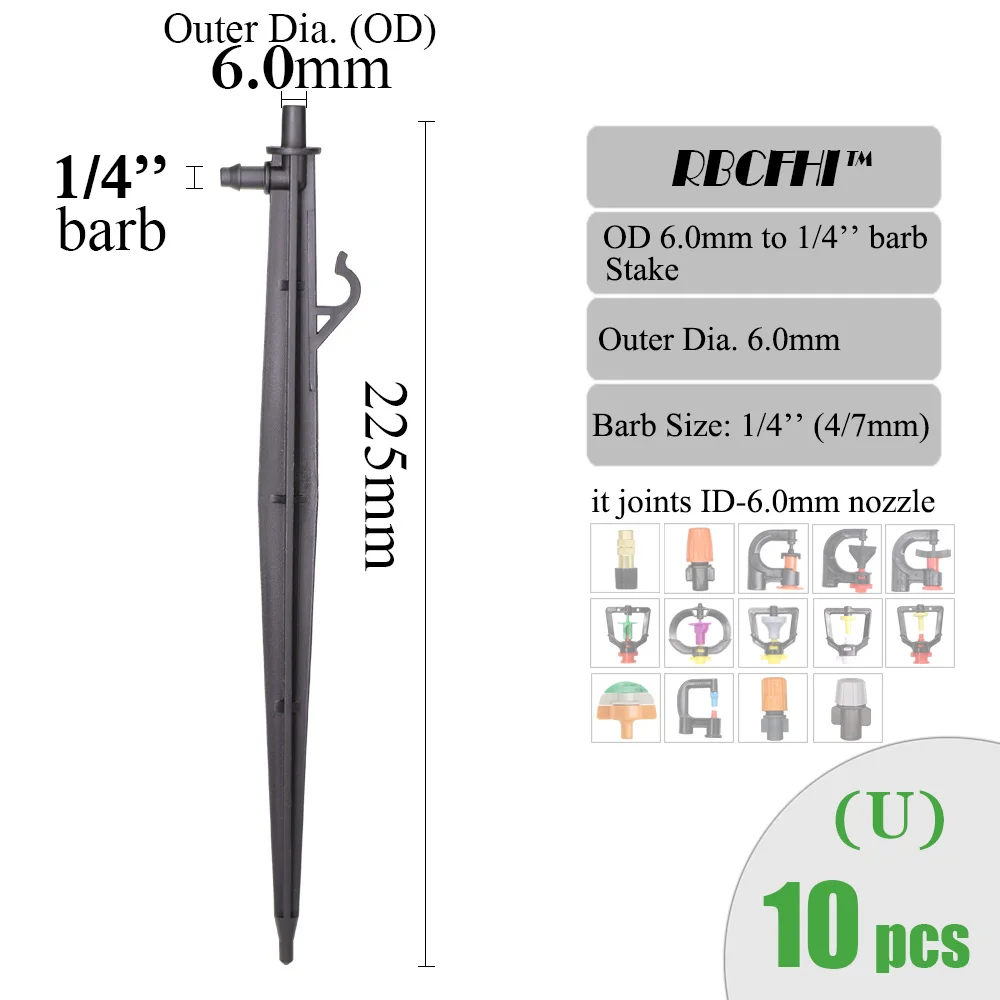 Connectors Micro Nozzles Sprinklers Irrigation Watering Coupling Adapter Stakes for Garden ID/OD-6.0/7.5mm