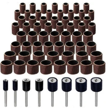 

51pcs Sanding Drum Rotary Tools 120 Grit Rubber W/ Mandrel Bands Sleeves Kits
