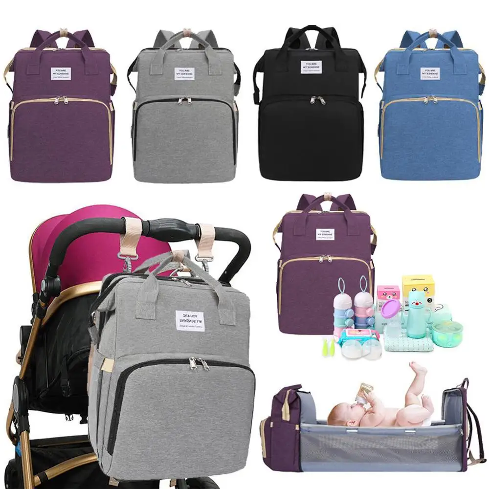 

Mother Bag Multifunctional Portable Diaper Bag Folding Baby Travel Large Backpack Baby Bed Diaper Changing Table Pad For Outdoor