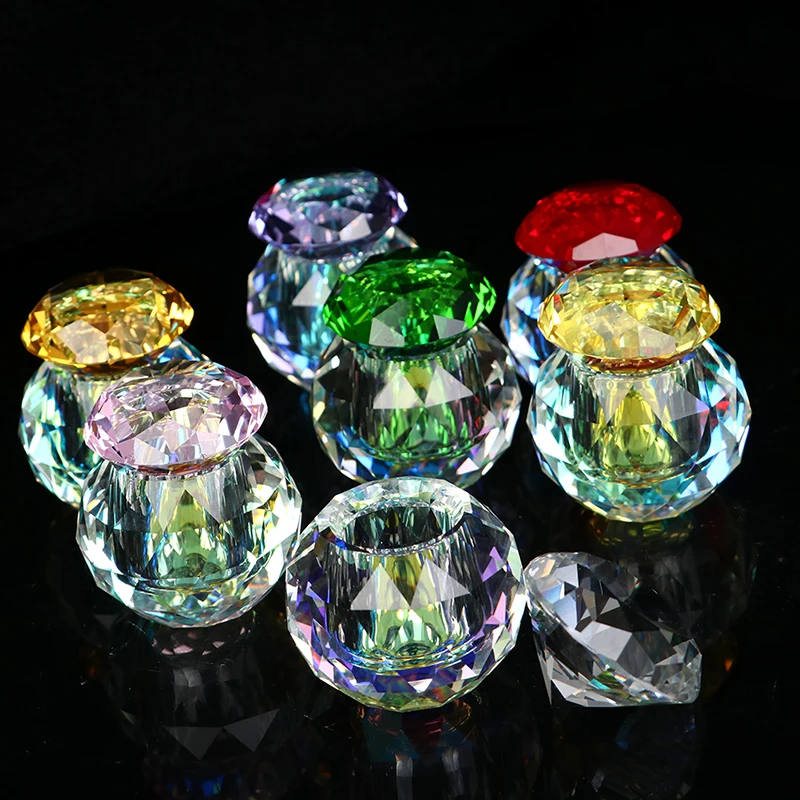 Rainbow Crystal Clear Acrylic Liquid Dish Nail Art Dish Glass Nail Art Cup With Lid Bowl ForAcrylic Powder Monomer Tool