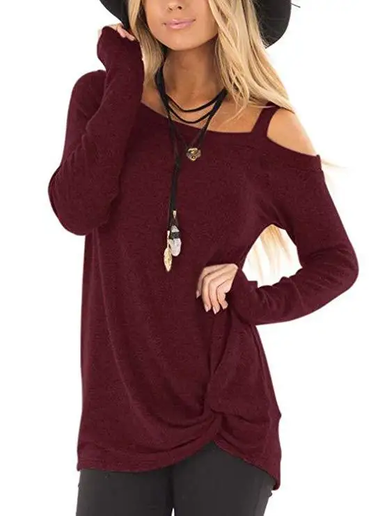 2022 Spring Off Shoulder T-Shirt Women Long Sleeve Casual Loose Solid Color Sexy Tee Tops Ladies Pullover Hollow Out Streetwear mens graphic tees