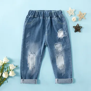 

PatPat 2020 New Spring and Summer AutumnToddler Boy /Girl Trendy Ripped Jeans Bottoms Jeans for Baby Boy and Girl Kids Clothes