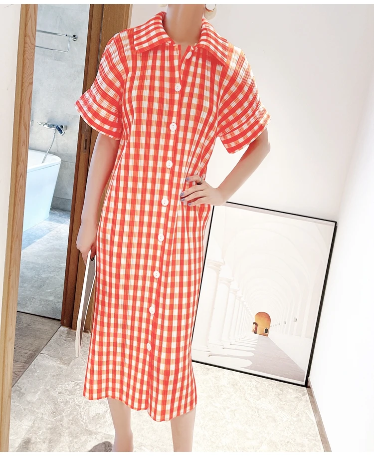 Miyake Pleated Polo Collar Dress Fall 