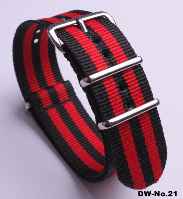 3 Black 2 Red Ремешок для часов, нейлоновый браслет, ремешки для мужчин, Т-образный ремешок с пряжкой из нержавеющей стали для мужчин и женщин, сменный ремешок для часов 18 20 22 24 - Цвет ремешка: 3 Black 2 Red