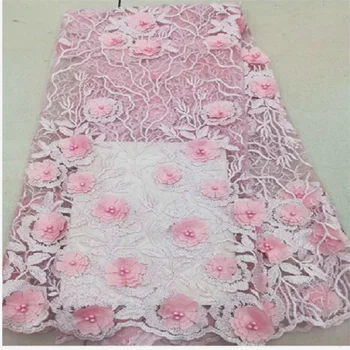 

Wholesale French fringed lace fabric with feather high quality handmade African glitter sequined fabric for royal wedding dress