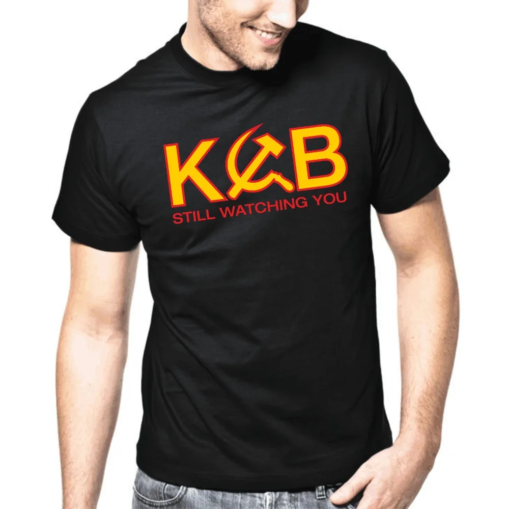 Summer Cotton Printed Men's T-Shirt Kgb Funny Clothing Casual Short Sleeve T Shirts Men Tees Streetwear | Мужская одежда