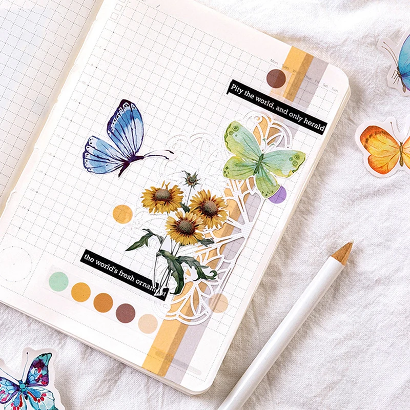 46pcs Butterfly Garden DIY Diary Stickers Paper Lables Gifts Packaging DecoYJj4