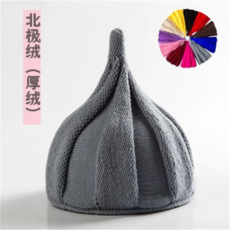Осенне-зимняя однотонная теплая плюшевая женская шапка Skullies Beanies эластичная остроконечная шапка "ветряная мельница" шапка Модные аксессуары-MXC - Цвет: 10 Adult