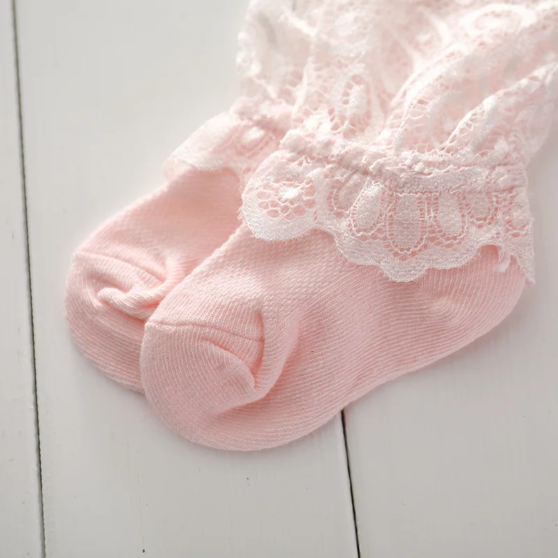 От 0 до 3 лет Детские хлопковые кружевные длинные носки-пачки с цветочным рисунком для маленьких девочек Гольфы летние модные милые Дышащие носки для младенцев