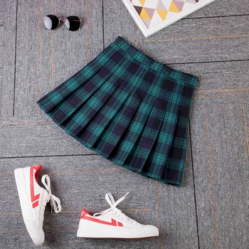 

Lychee Girls Hit Color Plaid Printed Pleated Women Skirt Preppy High Waist Lady Skirt Bottom Mini Summer Lady Skirts Bottoms