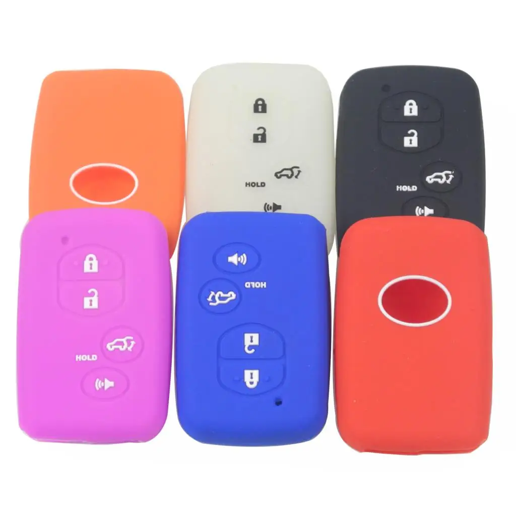 

jingyuqin 4 Button Remote key cover silicone key fob case shell skin hood for Toyota Highlander Prius V Venza Land Cruiser Camry