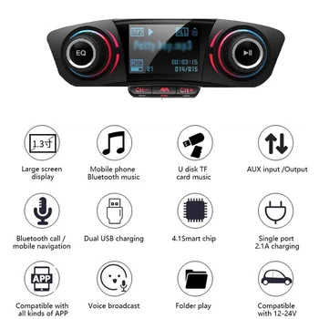 

Bluetooth 4.0+EDR FM Transmitter Aux Modulator Bluetooth Handsfree Car Car Audio MP3 Player Smart Charge Dual USB Car Charger