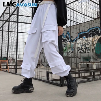

Black High Waist Cargo Pants Women Casual Punk Funny Pants Loose Streetwear Pencil Harajuku Pants Hip Hop Women Trousers