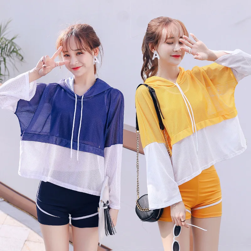 

Bathing Suit Women's Split Type Three-piece Set Bikini Sports Boxer Blouse Sun-resistant Swimwear Wholesale Students Bathing Sui