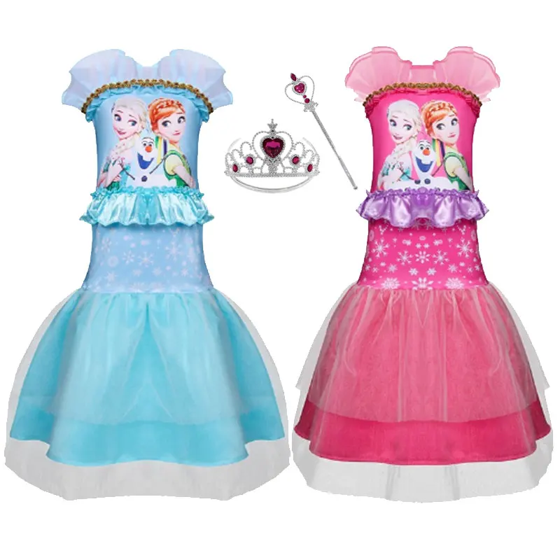 Girl Dresses Summer Kid Clothes Princess Anna Elsa Dress Snow Queen Cosplay Costume Wedding Party Children Clothing New Years |
