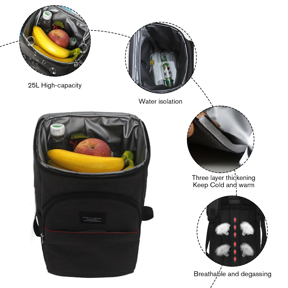 18L Thick oxford thermal bag cooling backpack family lunch picnic food storage insulated organizer ice pack fresh shoulder bags