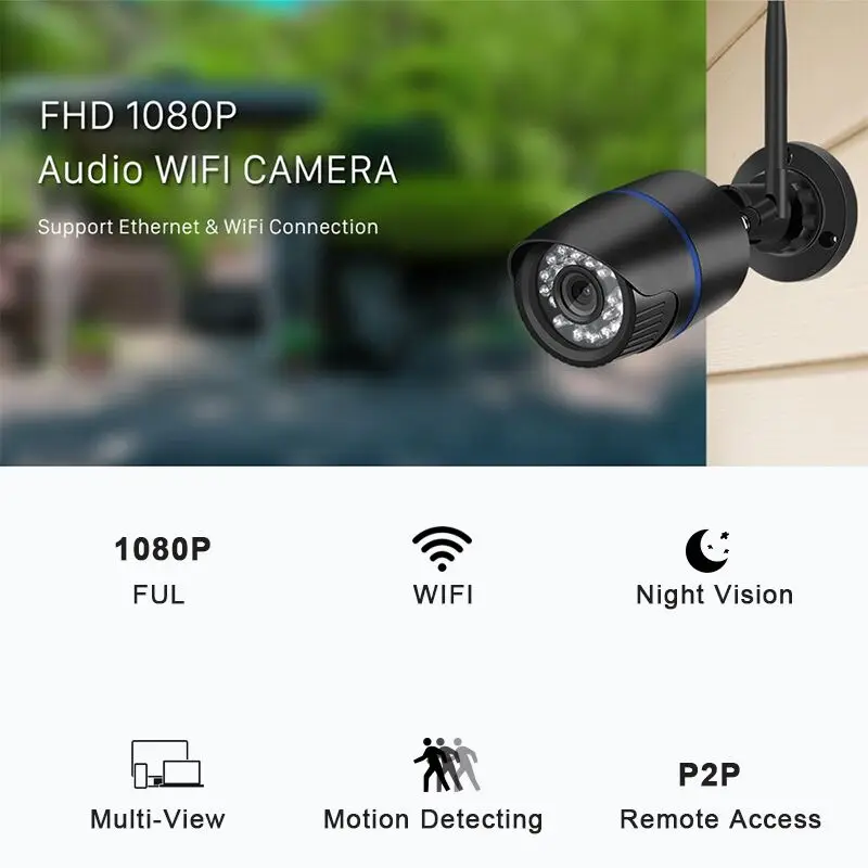 1080P HD IP камера беспроводная Wifi Водонепроницаемая домашняя камера наблюдения аудио запись электронной почты оповещение сети CCTV уличная IP камера