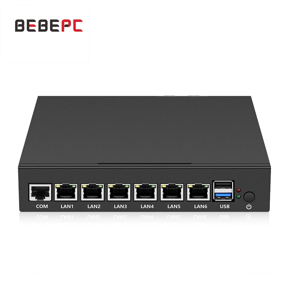 BEBEPC 6LAN Gigabit Ethernet Mini PC Celeron N2830/N2930 Mini Computer Industrial PC Router Pfsense Windows 10 Linux Server