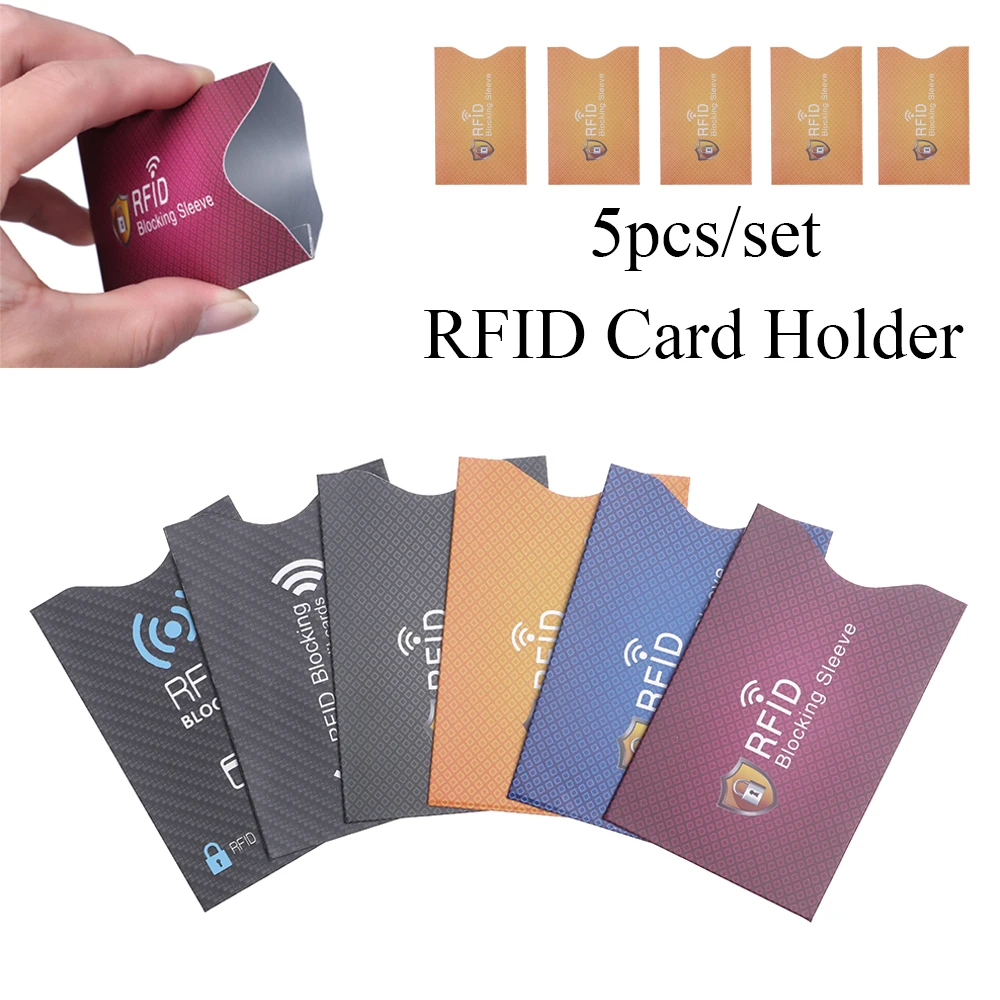 5 uds. Anti RFID lector de bloqueo titular de la tarjeta ID Banco de la tarjeta funda protectora de aluminio Metal inteligente Anti-robo titular de la tarjeta de crédito