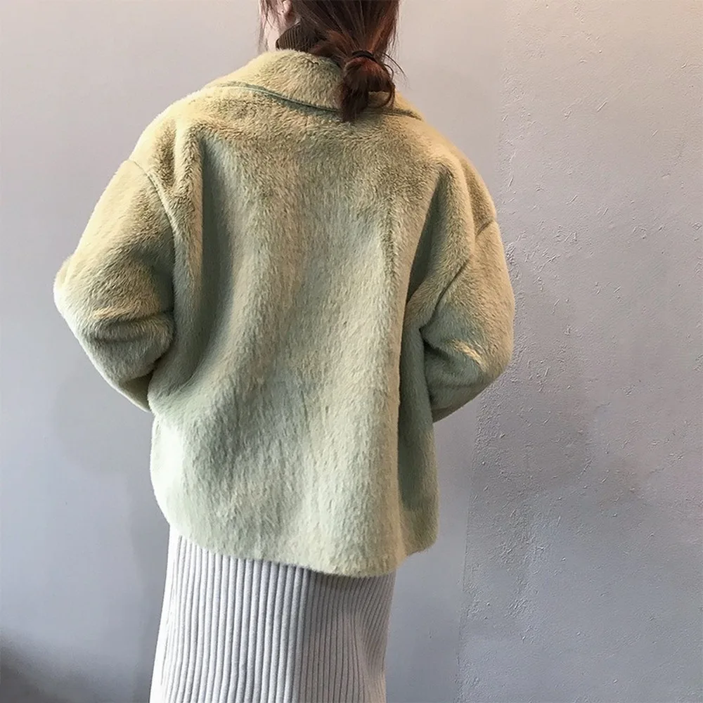 winter new fur one piece rabbit like coat women's loose temperament warm and thickened top winter coat women
