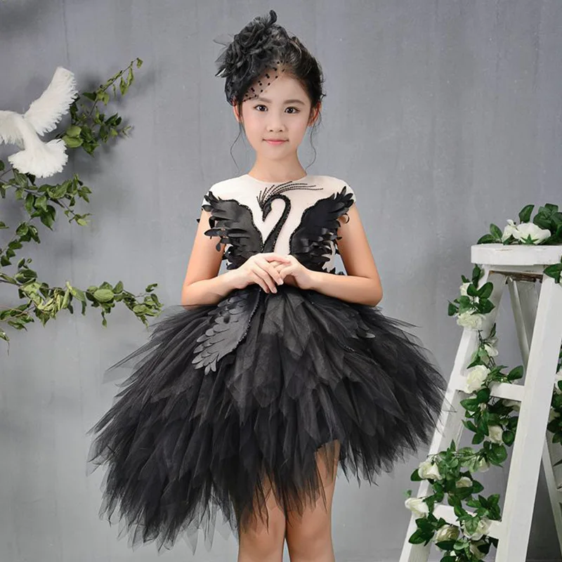 

Children Catwalks Formal Dress Swan Feather Flower Boys/Flower Girls Princess Dress Girls Birthday Piano Costume Late Formal Dre
