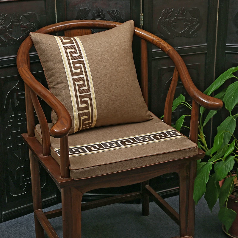 

Patchwork geometric Lace Chinese Seat Cushion Ethnic Dining Chair Armchair Anti-slip Seat Pads Linen Cushions Seats Sofa Mats