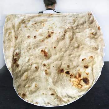 

100/120/150/180cm Round Cream Polenta Cake Blanket Pita Flannel Blanket Bed Gift Wool Funny Real Lint Bedspread Carpet Blankets