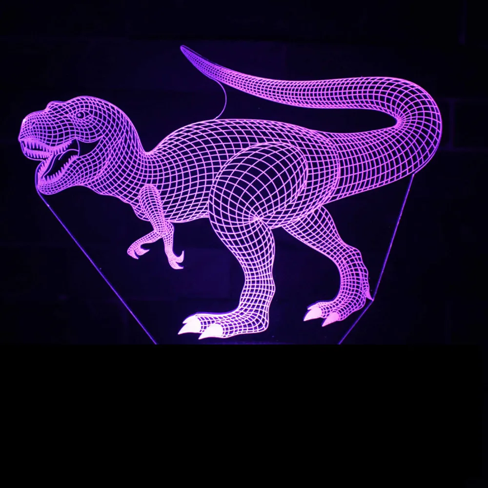 

3D Dinosaur LED Illusion Lamp 3D Optical Illusion Lights 7 color Multicolored USB Home Decoration Color Changeable Lamp For boys